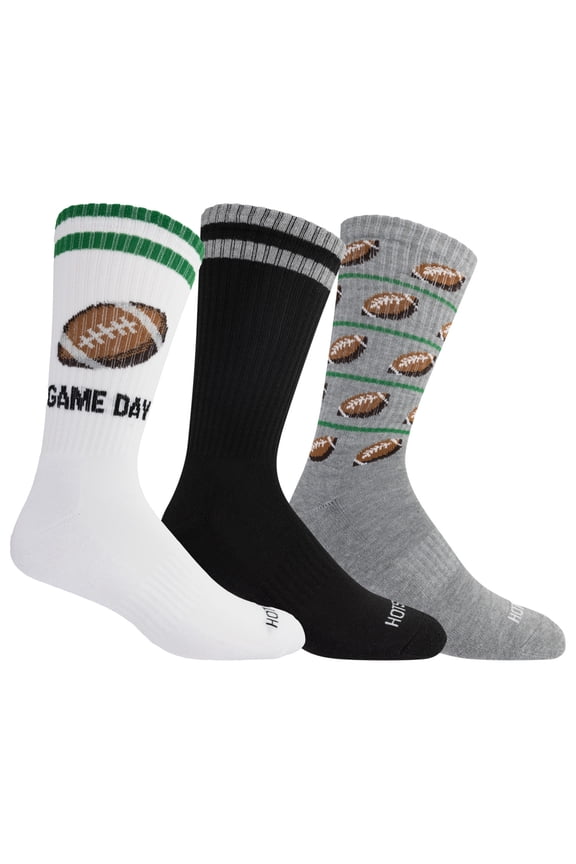 ® Men's Big & Tall Crew "Game Day" Football Socks, 3-pack