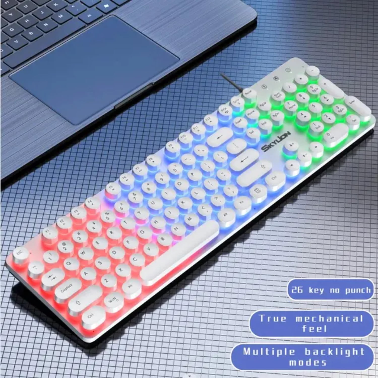 H300 Wired 104 Keys Membrane Keyboard Many Kinds of Colorful Lighting