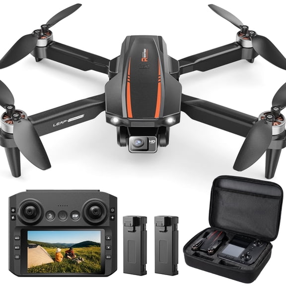 H31 Drone with 4.3" Screen Remote, Wefone 4K Camera Foldable Drone, Optical Flow Hovering, Brushless Motors, Carry Case, 2 Batteries, Black