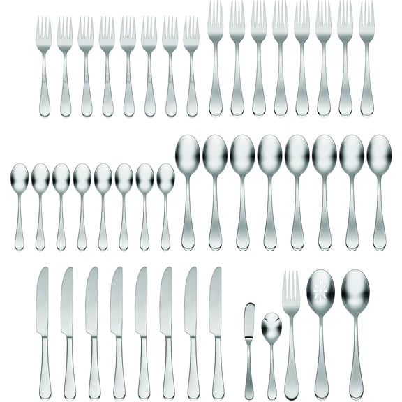 H326045Al20 Satin Icarus 45 Piece Everyday Flatware Set, Service For 8