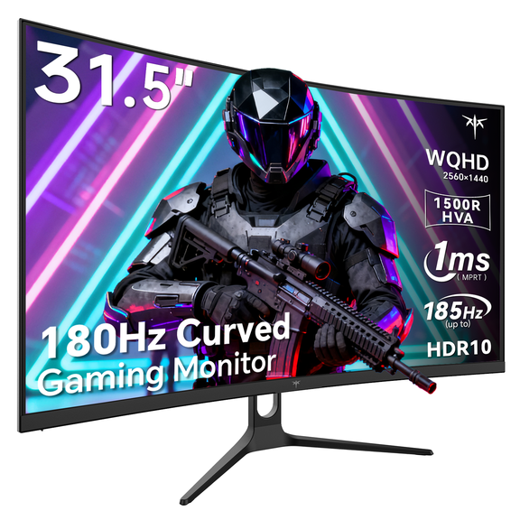 KTC 32 Inch Curved Gaming Monitor, 2K 180Hz Computer Monitor, Up to 185Hz, QHD 1500R PC Monitor 1ms with Adaptive Sync, DisplayPort/HDMI/USB, VESA Wall Mount, Tilt Adjustable, H32S5