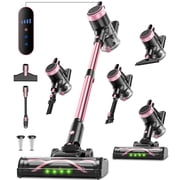 H35 Stick Vacuum Cleaner, 450W Brushless Motor, Self-Standing, Wall Charging, 45 Min Runtime, Lightweight for Hard Floors & Carpets, Pink
