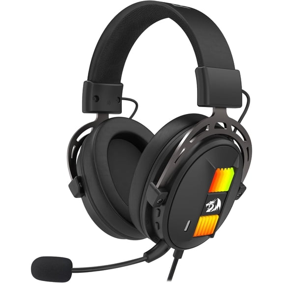 H375 Wired Gaming Headset, 53mm Drivers 7.1 Surround Sound, Detachable Noise Cancelling Mic, USB Computer Headset with RGB, Lightweight Design for PC/Laptop/PS4