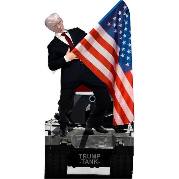 H38192 Donald Trump Tank American Flag Cardboard Cutout Standee Standup