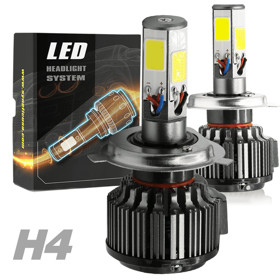 H4 20W 12000LM CREE LED Headlight High/Low Beam Fog DRL Conversion Kit Light Bulbs 6000K White (H4)