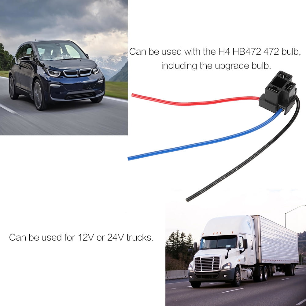 H4 3 Pin Headlight Repair Bulb Wiring Harness Connector Plug Wire