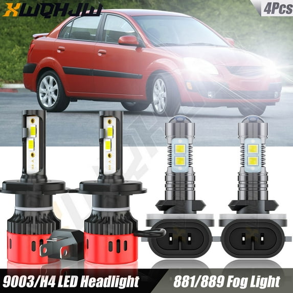 H4 + 881/889 LED Headlights & Fog lights For Kia Rio5 2007 2008 2009-2011 Pack of 4