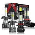 thumbnail image 1 of H4/9003+9145/H10 LED Headlight Kit High and Low Beam & Fog Light Bulb Kit Plug&Play White，Set of 4, 1 of 10