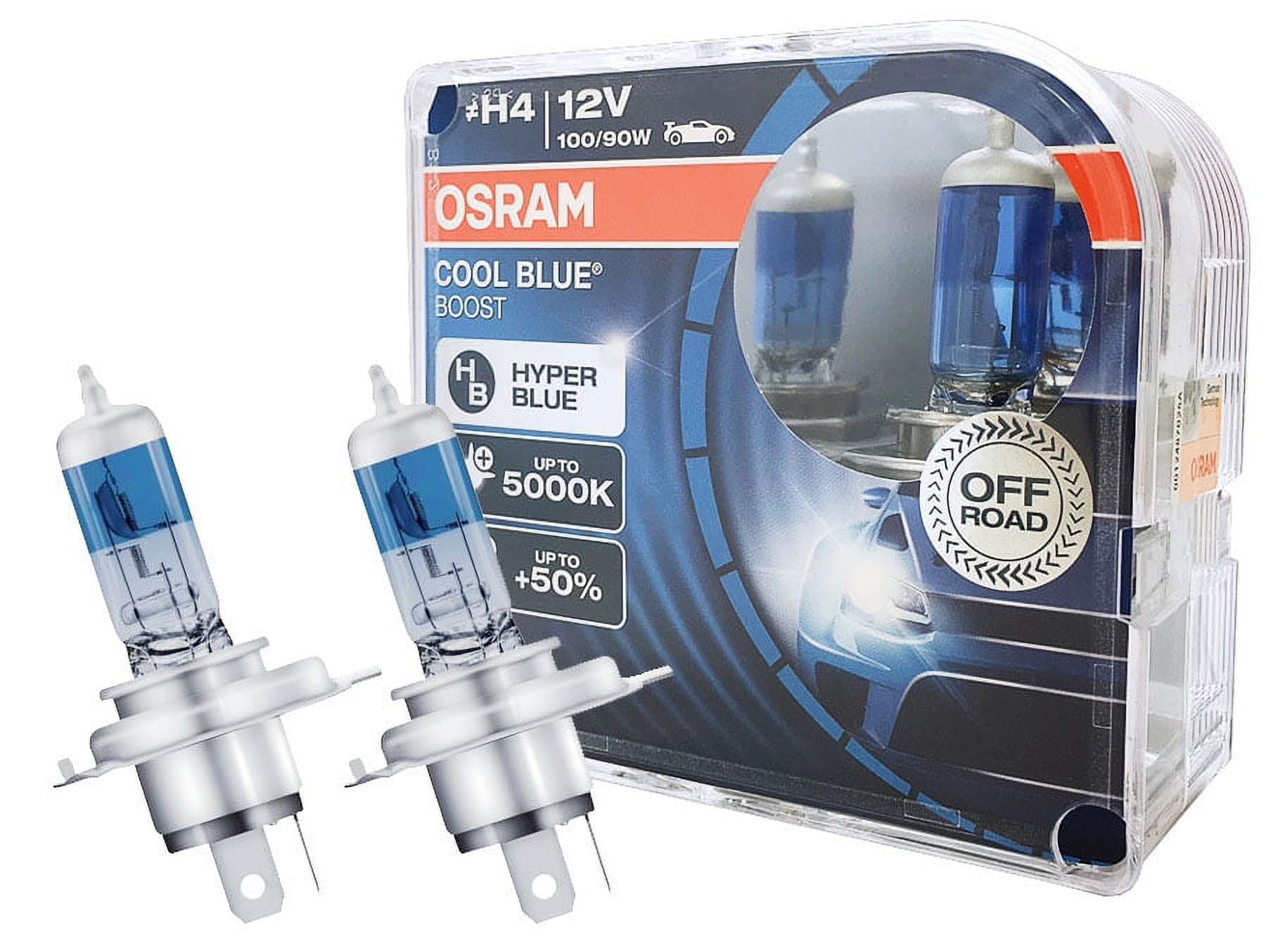 H4/9003/HB2: Osram 5000K Cool Blue Boost Halogen Bulb 62193CBB