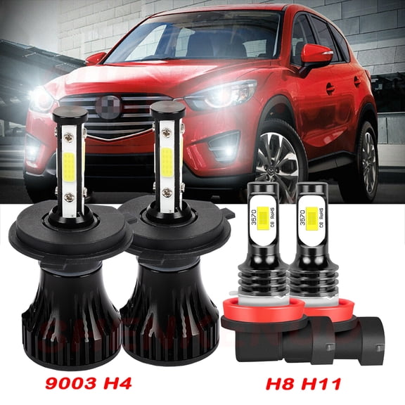 H4 9003 High&Low Beam for Mazda 2 2011 2012 2013 2014 2015 2016 2017 LED Headlights H8 H11 Fog Lights 4pcs