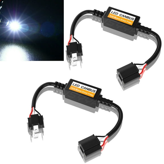 H4 9003 LED Headlight Decoder Canbus Adapter Connectors Anti-Flicker Resistor 2X