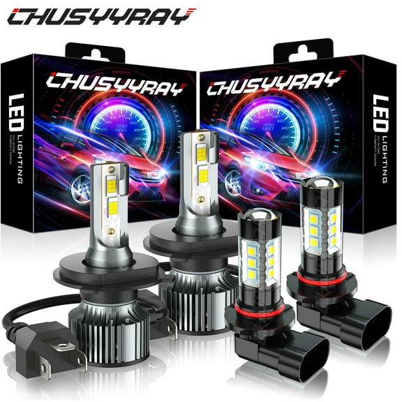 H4+9145 LED Headlight Hi&Lo Beam + Fog Light Bulbs for Toyota RAV4 2001-2004 2005 Super Bright 4Pcs