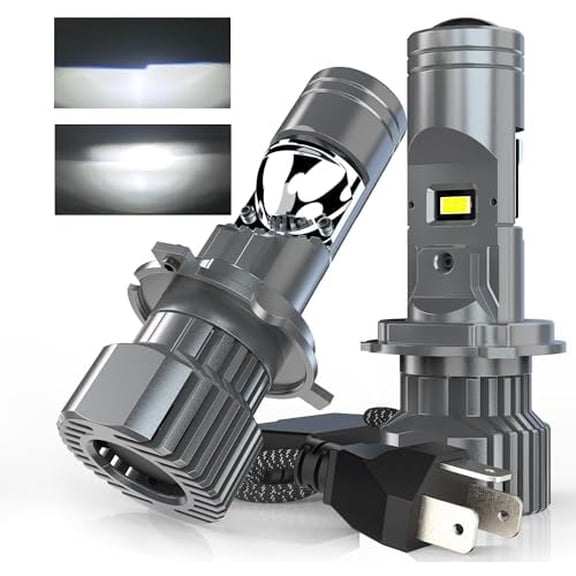 H4 H19 HS1 9003 HB2 LED Bulbs Hi/Lo Beam with Small Projector Lens Fog Lamps 110W 30000Lm 6500K White Light for Cars Motorcycles, Pack of 2