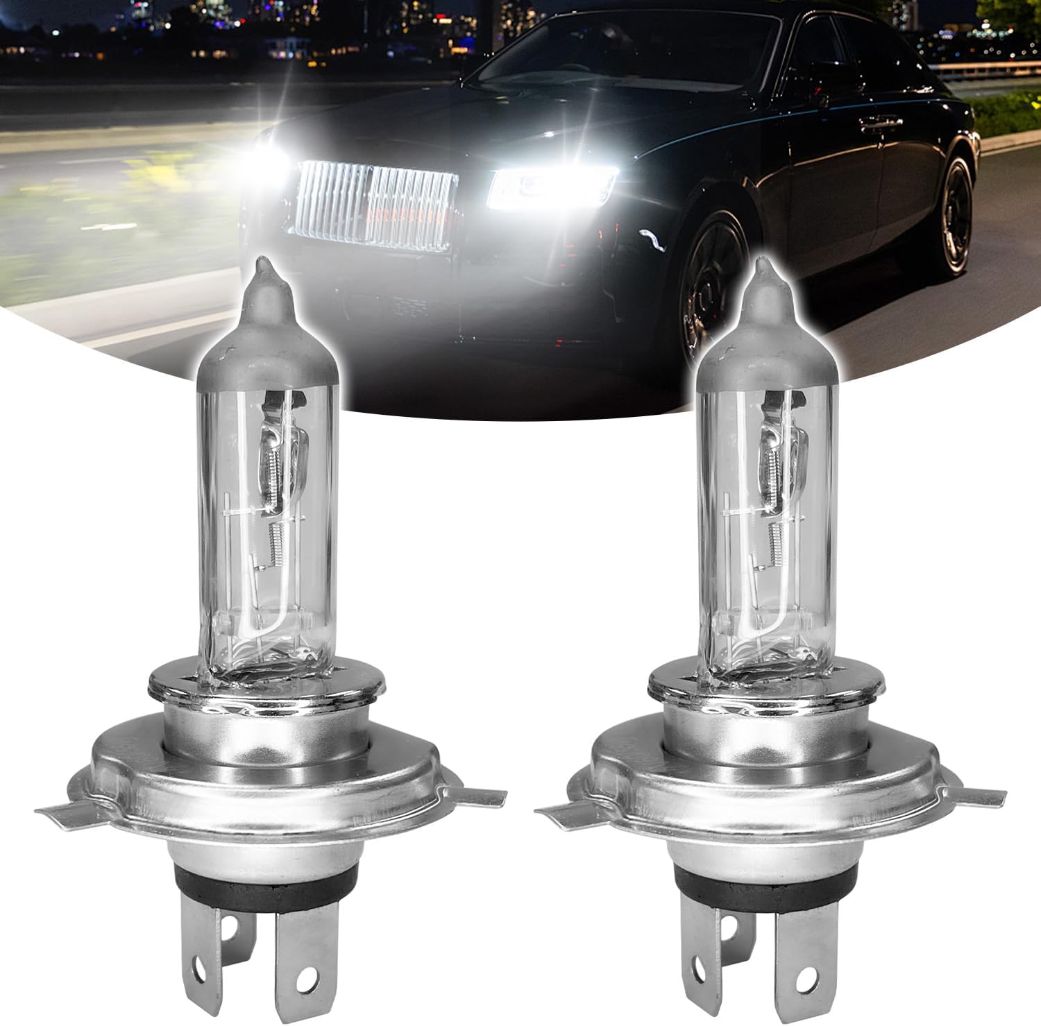 H4 Headlight Bulb 12V 55W Halogen Bulb, 2PCS Low Beam High Beam Fog