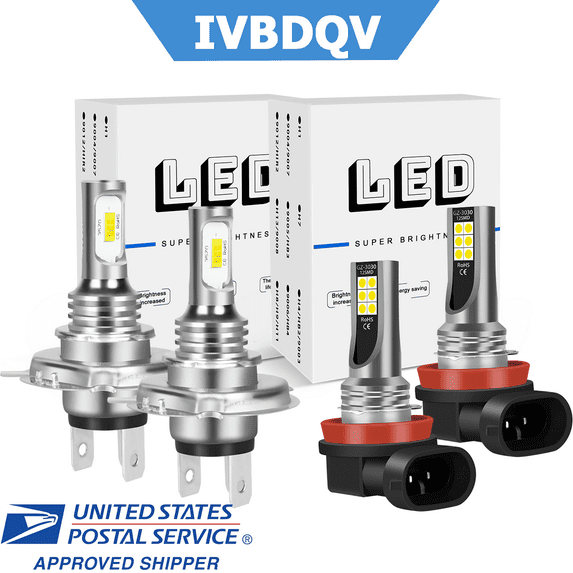 H4 High/Low Beam+H11 Fog Light for Honda Fit 2007-2019 LED Headlight Bulbs 6000K White 4Pcs