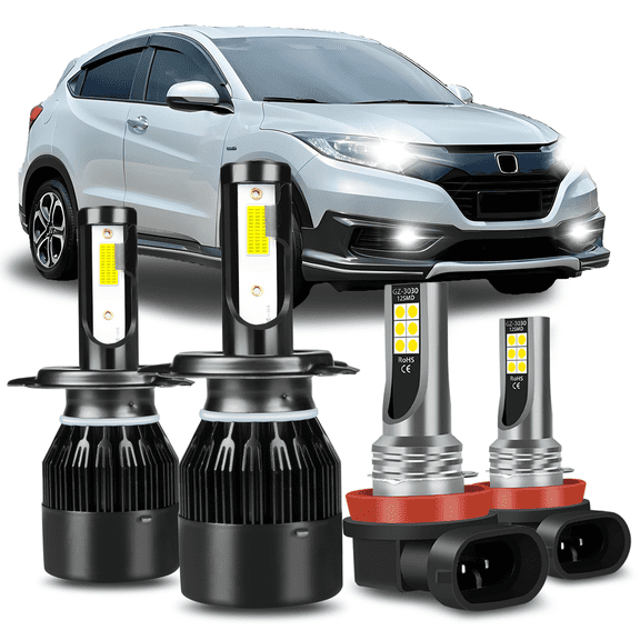 H4 High&Low Beam+H11 Fog Light for Honda HR-V 2016-2018 LED Headlight Bulbs White 6000K 4pcs