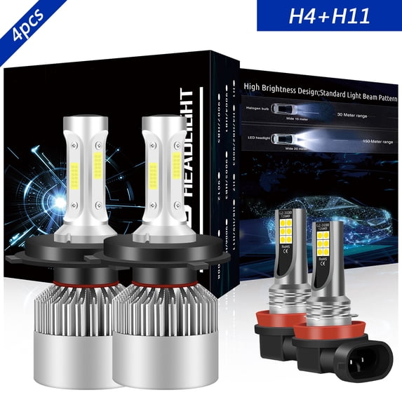 H4 High&Low Beam+H11 Fog Light for Toyota Tacoma 2012-2015 LED Headlight Bulbs Kit 4pcs