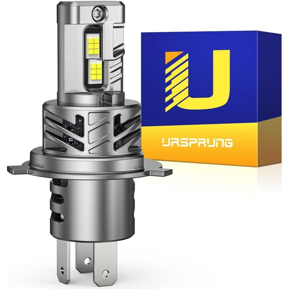 H4 LED Bulbs for Motorcycle, 60W 600% Brighter, 6500K H4/9003 Fog bulbs with Cooling Fan, 1:1 Mini Size, Plug and Play, All-in-one H4 Daytime Running Lights, Direct Installation, Pack of 1