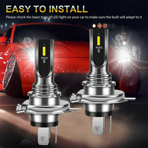 H4 LED Headlight Bulbs Conversion Kit 4000LM 6000K White for Cars