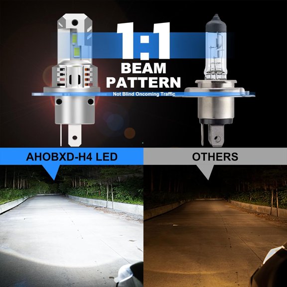 H4 Light Bulbs Super Bright Upgraded 30000LM 900% Xenon White H4/9003 Bulbs Halogen Raplacement Fog Light Bulbs Canbus Error Free Direct Fit Pack of 2