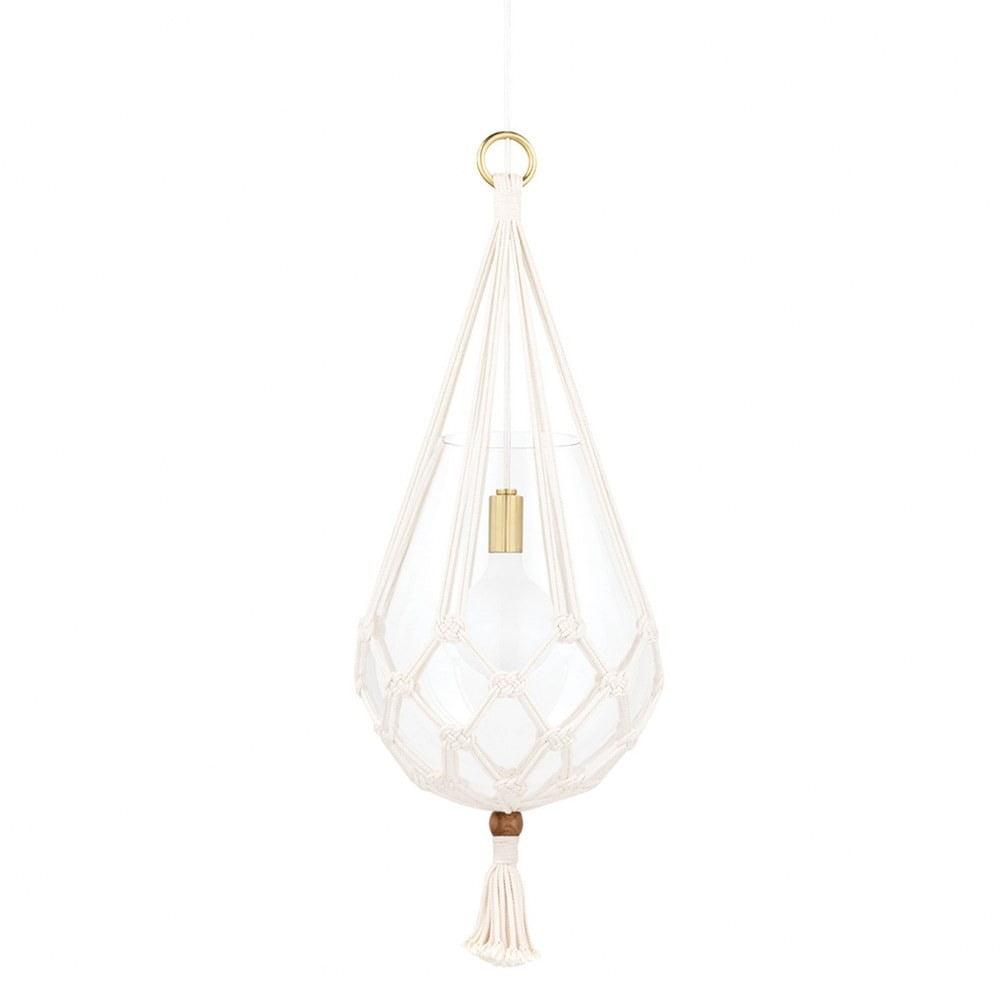 Aged Brass Bohemian Pendant Light with Clear Glass Shade