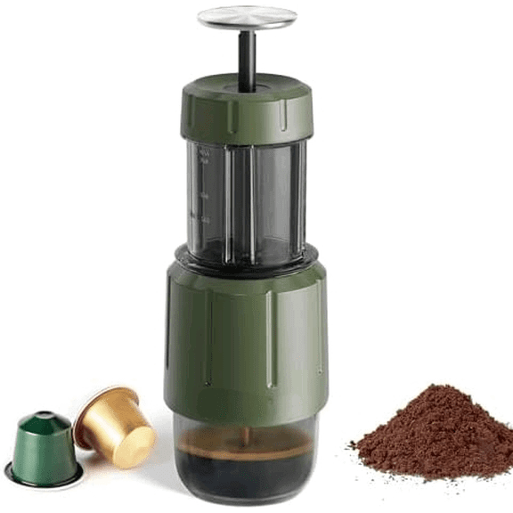 H4D Manual Espresso Maker for Camping & Travel - Portable Hand-Pump Coffee Machine Built-in Cup, 2-in-1 Compatible Ground Coffee & Nes Original Pods$$Home Decor, Kitchen, & Other