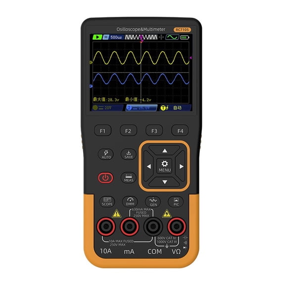 H4GE 2-Channel Handheld Digital Oscilloscope, 50MHz Bandwidth Waveform Tester Tool