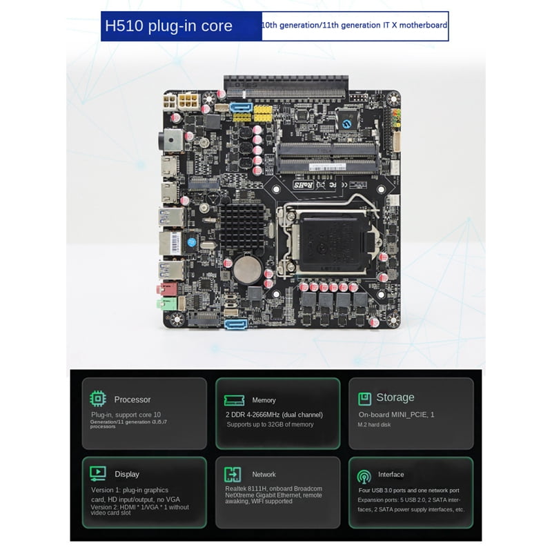 H510 Industrial Control Motherboard for 10/11Th Core I7/I5/I3 CPU DDR4