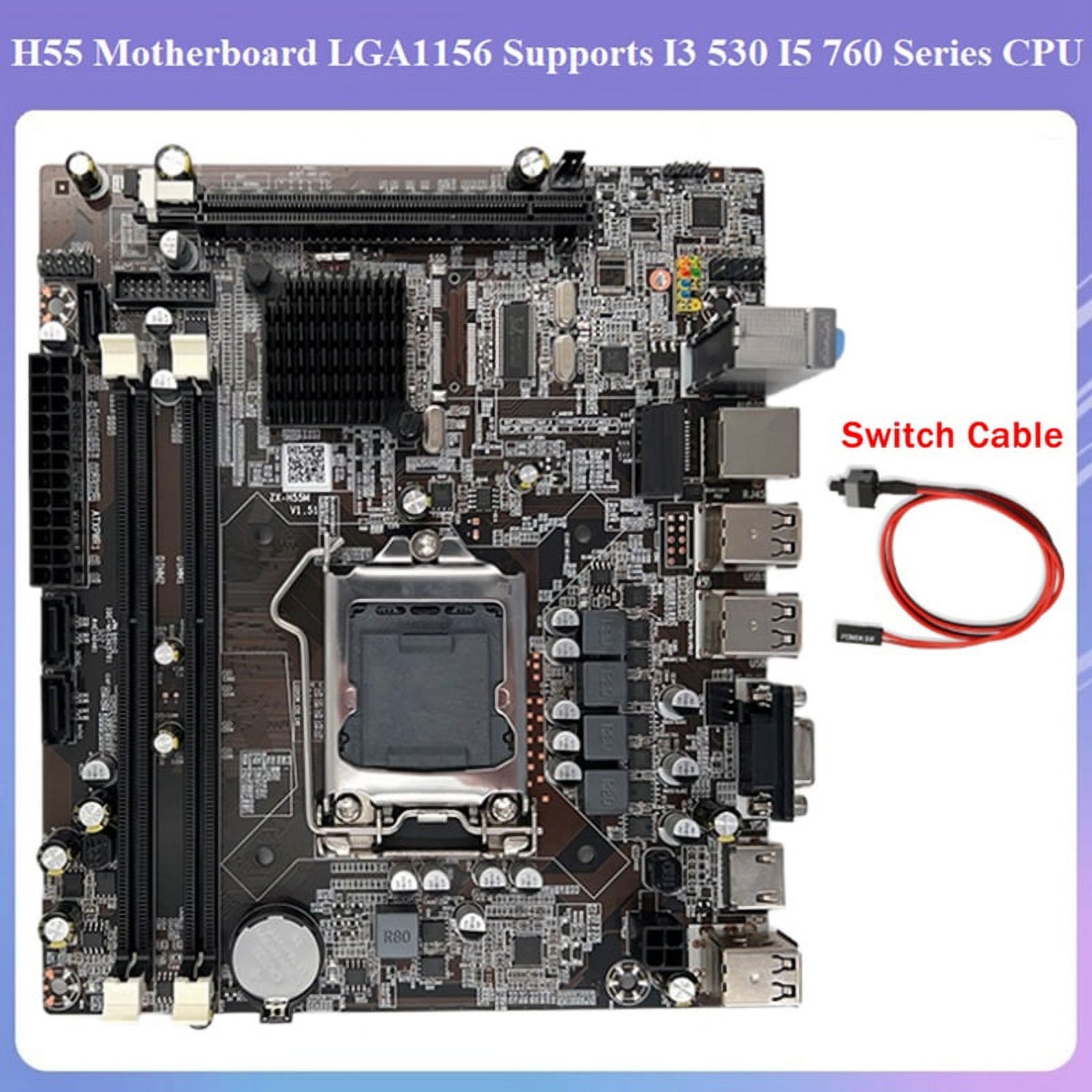 H55 Motherboard LGA1156 Supports I3 530 I5 760 Series CPU DDR3 Memory Desktop Computer Motherboard with Switch Cable - image 1 of 8