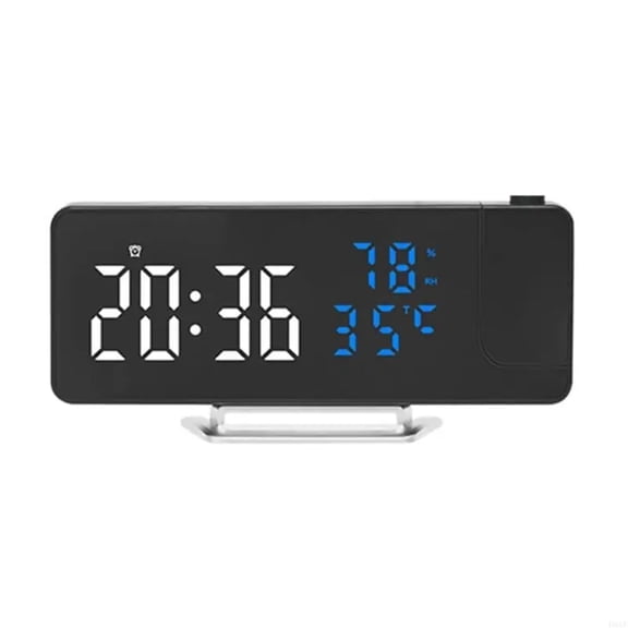 H55E Modern LED Clock with Time, Temperature, and Humidity Projection for Bedroom, Office, Dorm Alarm Clock