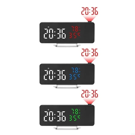 H55E Modern LED Clock with Time, Temperature, and Humidity Projection for Bedroom, Office, Dorm Alarm Clock
