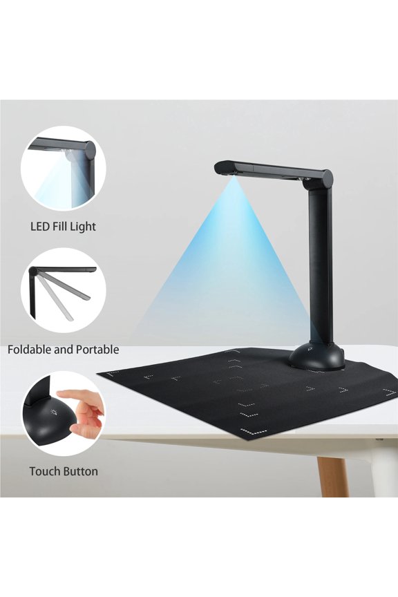 H6 Document Camera Book Scanner High Speed Scanning Support Multi-Language OCR A3 A4 Size with LED Fill Light HD 16 Mega-pixels