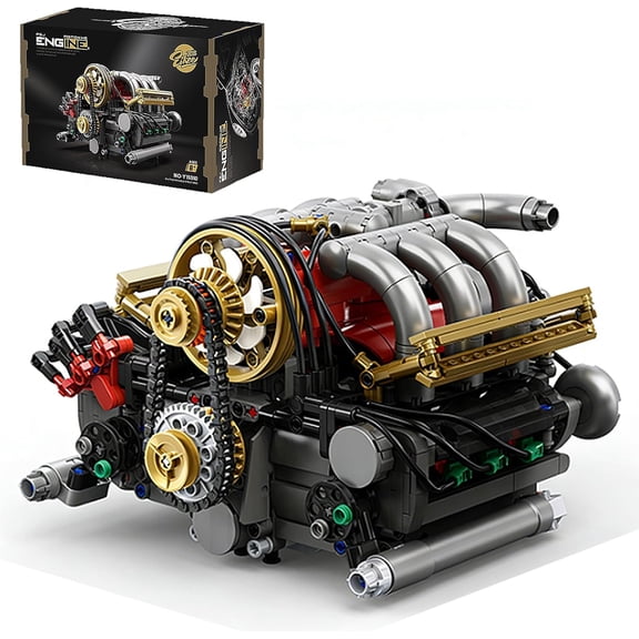 H6 Model Engine Kit that Runs,H6 Engine Building Block Kit 879 PCS, Build Your Own Visible STEM Car Engine with Motor, Physical Science Educational Toy