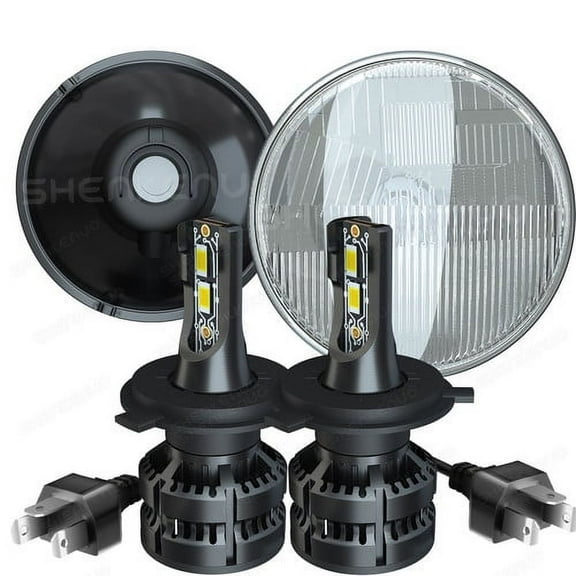 H6024 Head Light Glass Housing Lamp Classic Chrome 7" Round LED Conversion Kit
