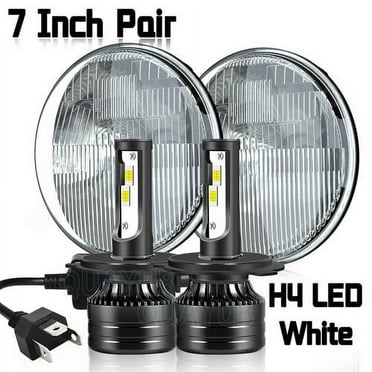 7 Inch LED Glass Headlight Round, ORIGINAL CLASSIC LOOK Conversion Chrome Pair - Foto 7