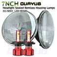 thumbnail image 1 of H6024 Head Light Glass Housing Lamp Projector Chrome 7" Round LED Headlight Kit, 1 of 12