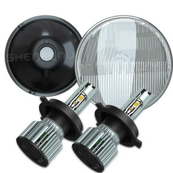 H6024 Head Light Glass Housing Lamp Projector Chrome 7" Round LED Headlight Kit