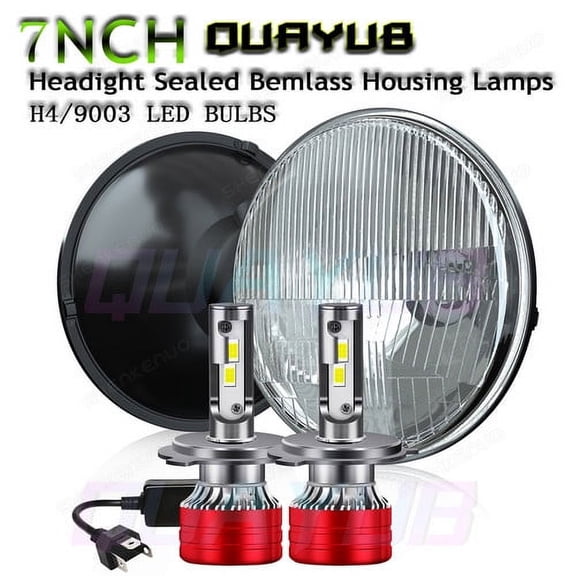 H6024 Head Light Glass Housing Lamp Projector Conversion Chrome 7" Round - PAIR