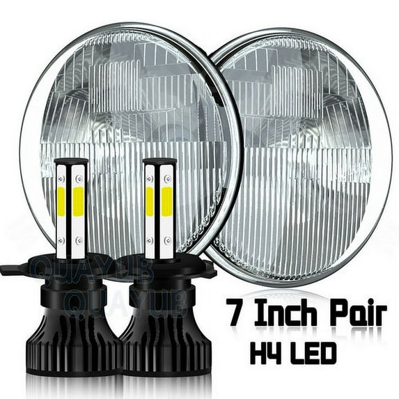 H6024 Head Light Glass Housing Lamp Projector Conversion Chrome 7" Round - PAIR