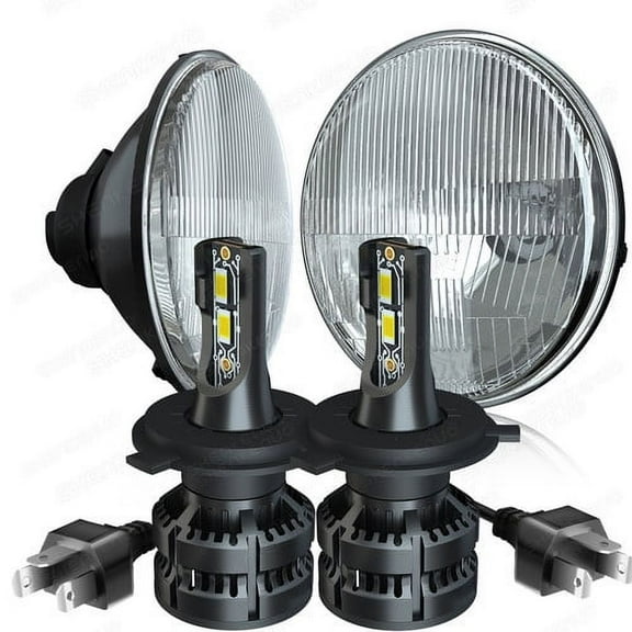 H6024 Head Light Glass Housing Lamp Projector Conversion Chrome 7" Round - PAIR