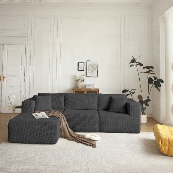 H613 Sectional Sofa and Module, Mid-Century Modern L Shaped Couches 3-Seat Sofa for Living Room - Flexible & Versatile Living Room Furniture