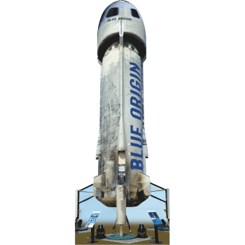 H69374 Blue Origin New Shepard Rocket Booster with Crew Capsule Amazon Cardboard Cutout Standee Standup