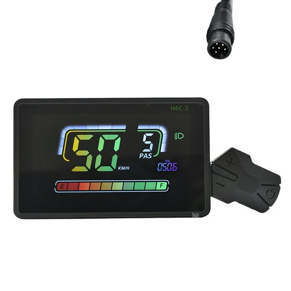 H6C-2 E-Bike Meter LCD Display Electric Scooter Speedometer Dashboard UART for Mountain Electric Bike 6PIN,1 * LCD Display Meter,Black