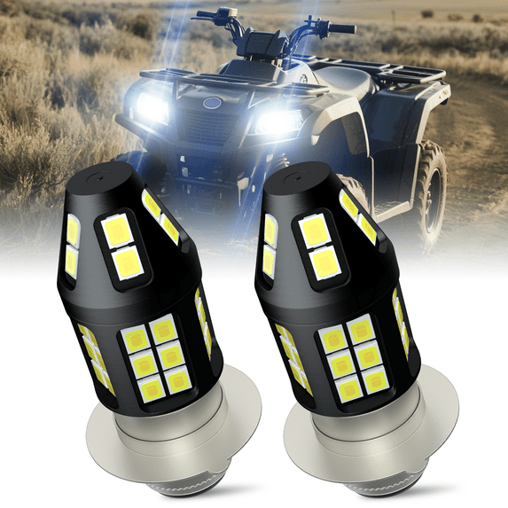 H6M Bulb Compatible with 1996-2016 Kawasaki Yamaha Rhino 660 450 Big Bear 400 Mule 610 600 Banshee 350;Brighter 3600LM 6000K White Light;P15D ATVS fog light Bulb(2 Pack)