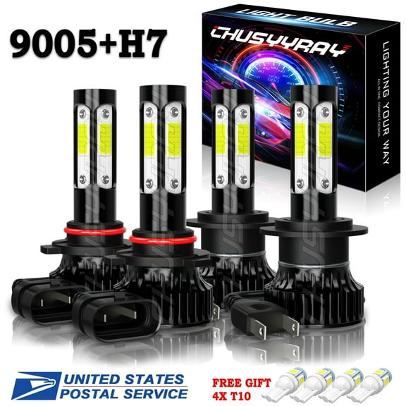 H7+9005 LED Headlight High Low Beam Combo Conversion Kit 4Pcs Canbus Ready