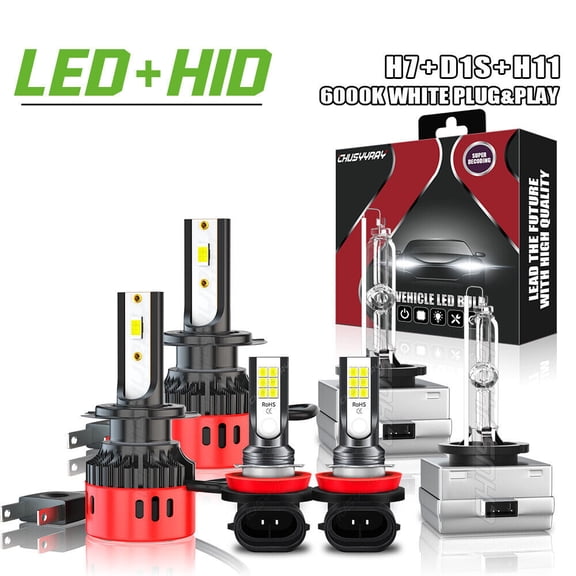 H7+D1S+H11 6x LED HID Xenon Headlight Hi / Lo+Fog Light Bulbs For BMW 428i 435i 2014 2015 2016