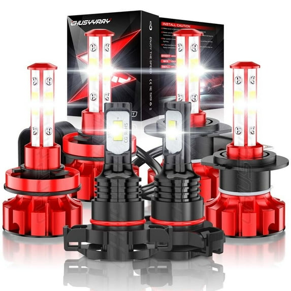 H7+H11+5202 LED High&Low Beam 6000k White H7 H11 LED Headlight H16 Fog Lamps 6X Bulb Kit Plug&Play
