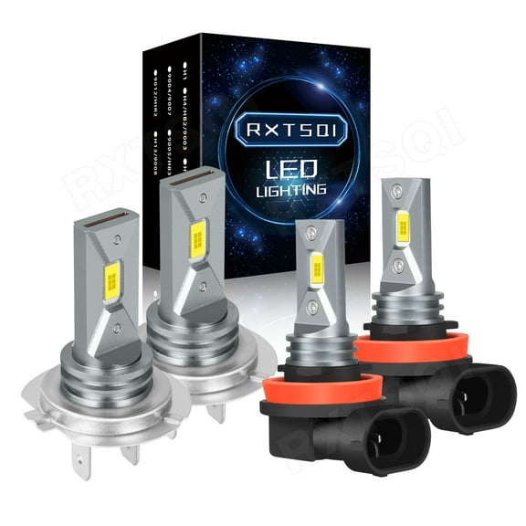 H7 H11 Front LED Headlight Bulbs Kit High Low Beam 6000K White Pack of 4