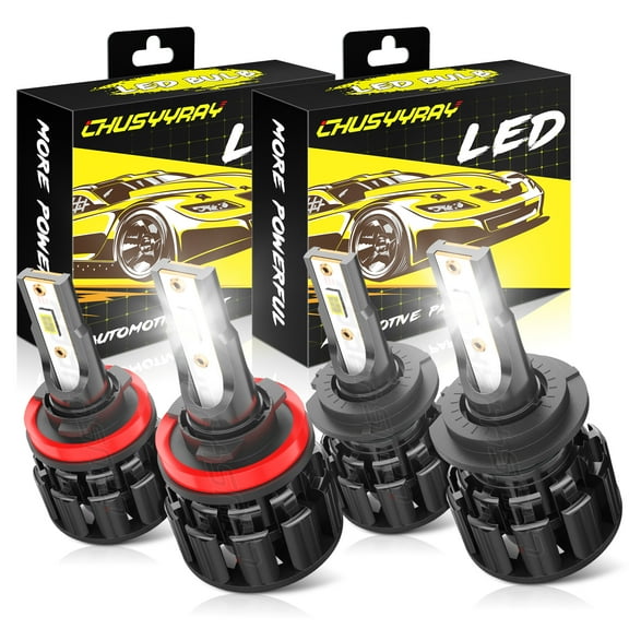 H7 H11 LED Headlight Hi/Low Beam Bulbs Combo Kit 6000K 4-Piece For 2006-2016 Ford Fusion