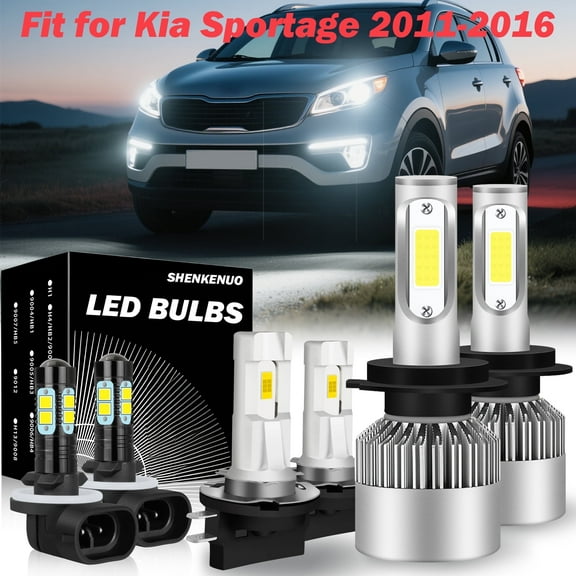 H7 H11B High&Low Beam for Kia Sportage 2011 2012 2013 2014 2015 2016 LED Headlights 881 Fog Lights 6pcs